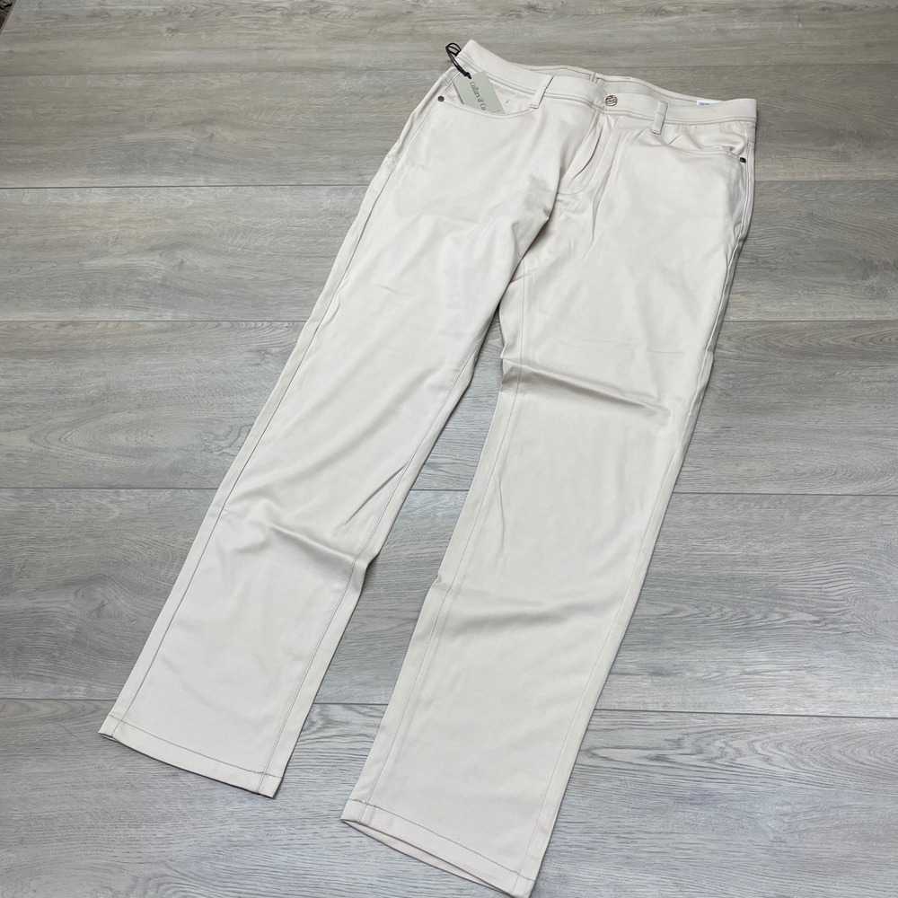 Collars & Co. Pants Mens 34x32 Beige Performance 5-Pocket Chino Trousers